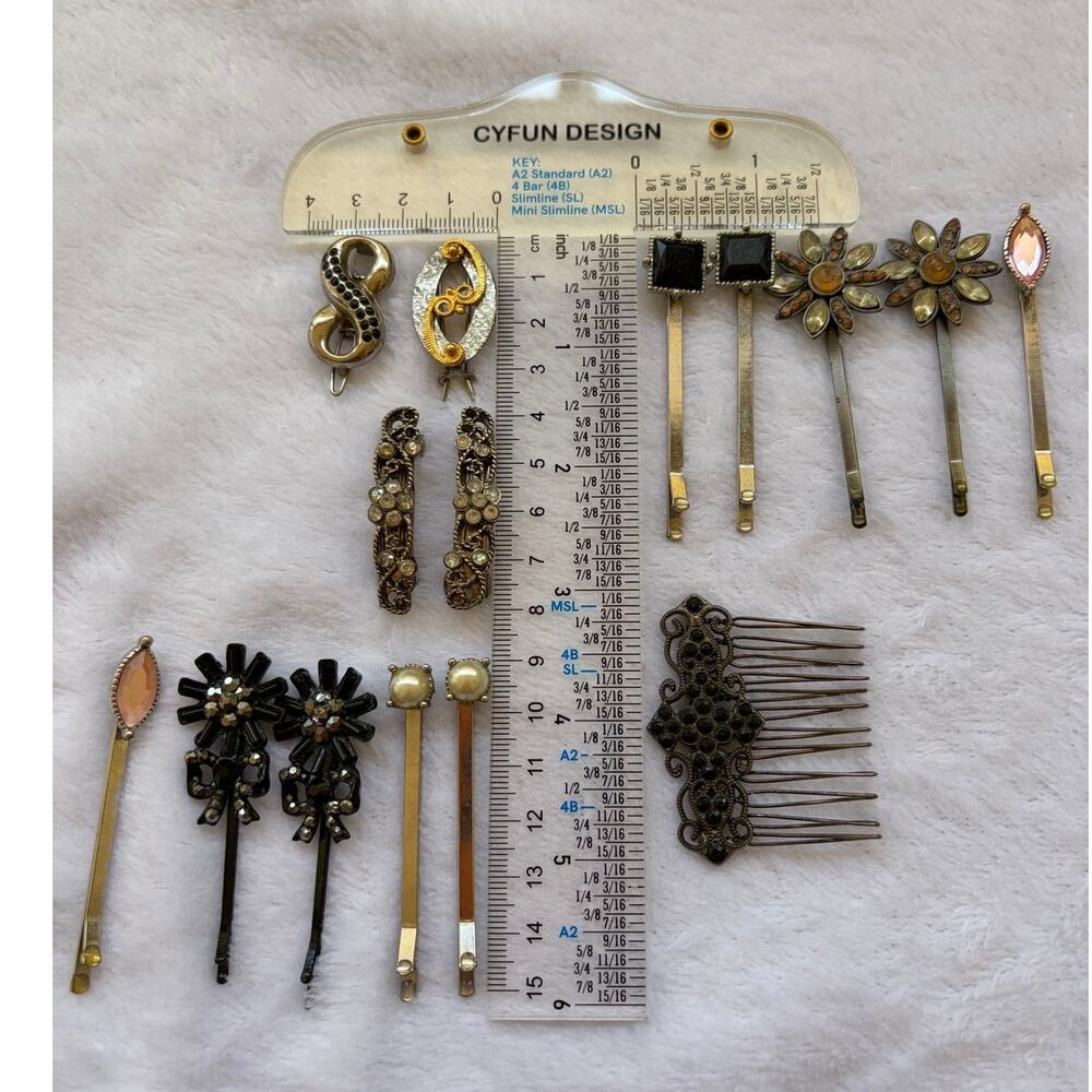 Y2K Rhinestone Hair Accessories Lot Coquette Fairy Grunge Bobby Pins Barrettes - Picture 7 of 7